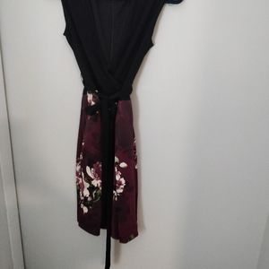 Black and floral cross-front dress